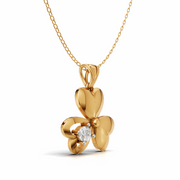 Heart Petal Clover Diamond Pendant - 18Kt Gold vermeil